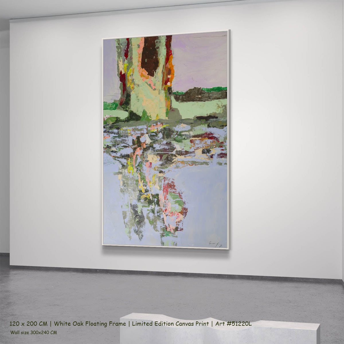 Summer Jiang — Forgotten Abstract canvas wall art in a white oak floating frame, 120 × 200 cm