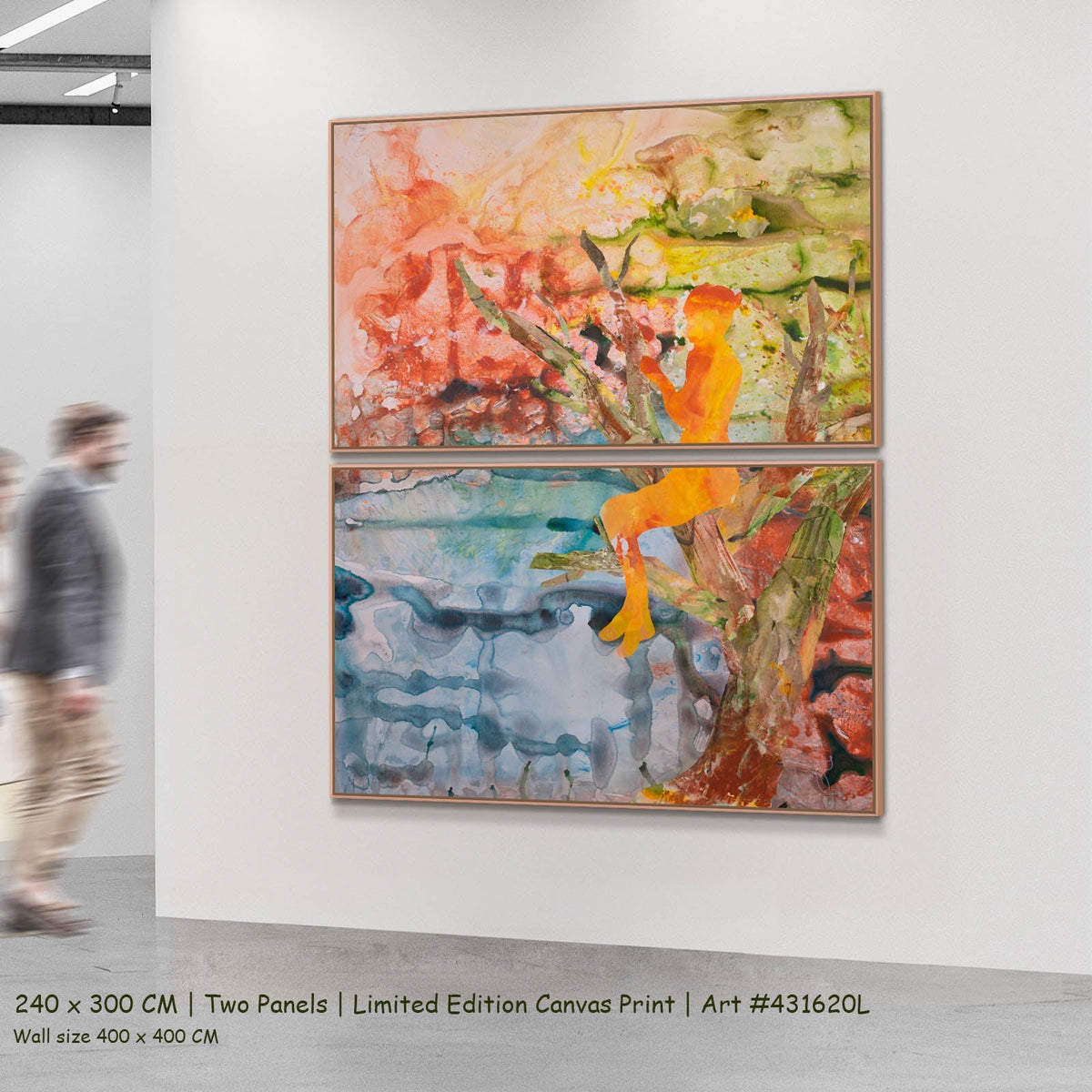 Summer Jiang — Golden Canopy Modern two-panel canvas wall art set, 240 × 300 cm