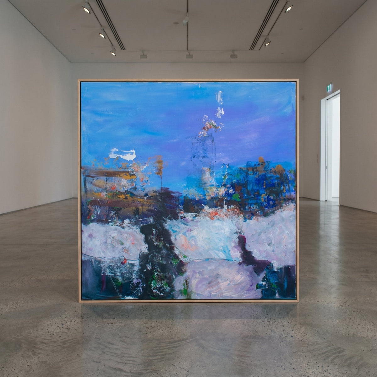 Holding On Contemporary canvas wall art styled in a room setting, 100 × 100 cm, by Summer Jiang