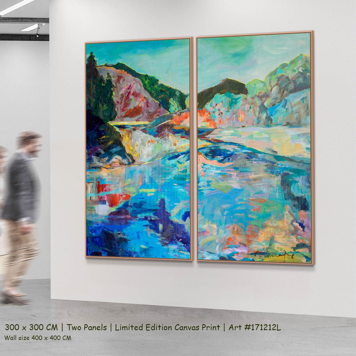 Summer Jiang — River Washes Me Abstract two-panel canvas wall art set, 300 × 300 cm