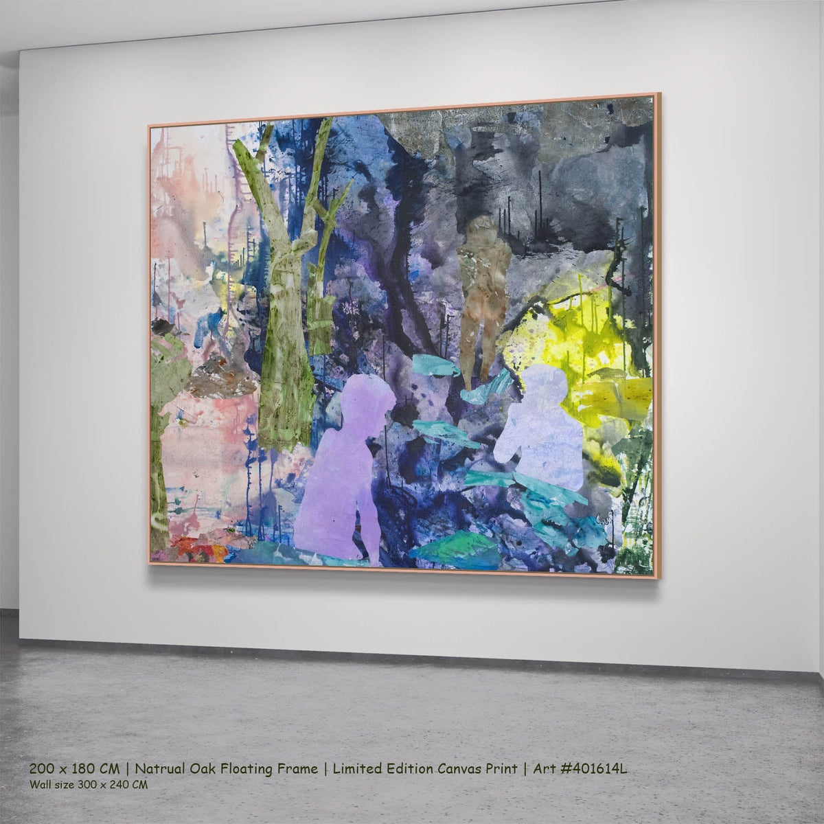 Summer Jiang — The Search Contemporary canvas wall art in a natural oak floating frame, 200 × 180 cm