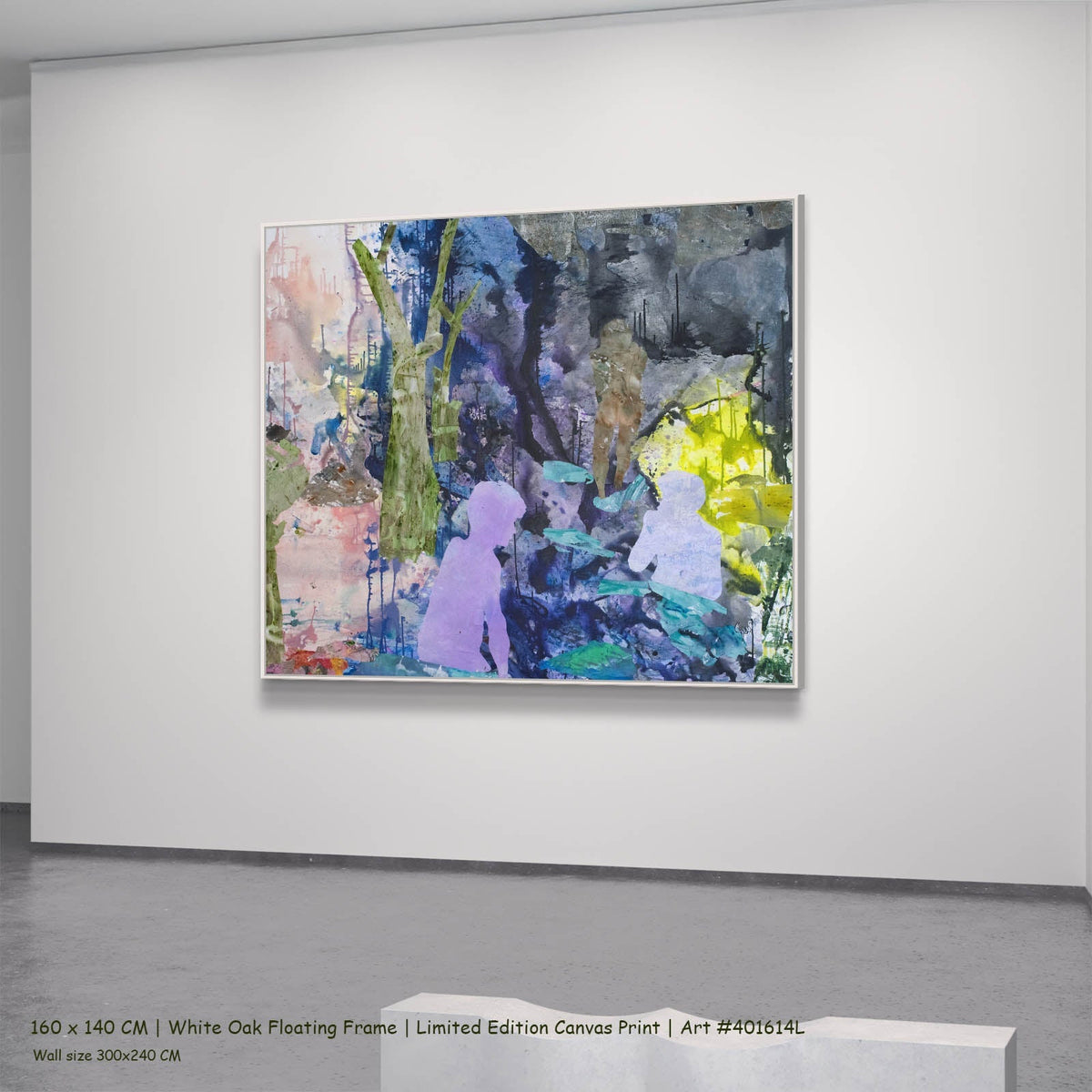 Summer Jiang — The Search Contemporary canvas wall art in a white oak floating frame, 160 × 140 cm
