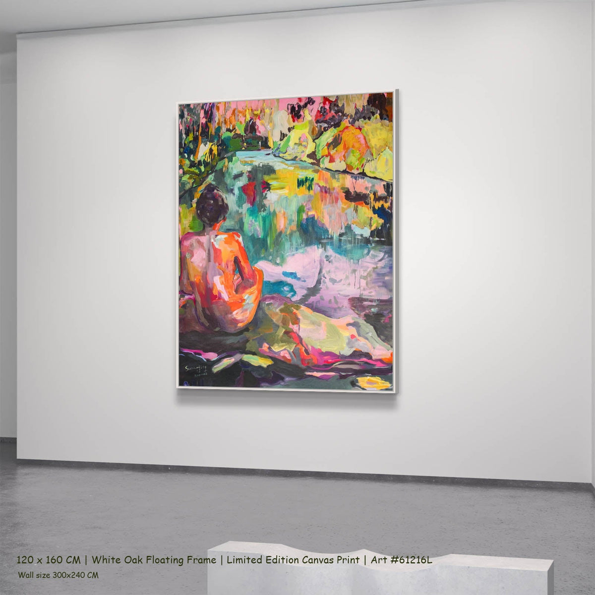 Summer Jiang — The Start of a Summer Contemporary canvas wall art in a white oak floating frame, 120 × 160 cm
