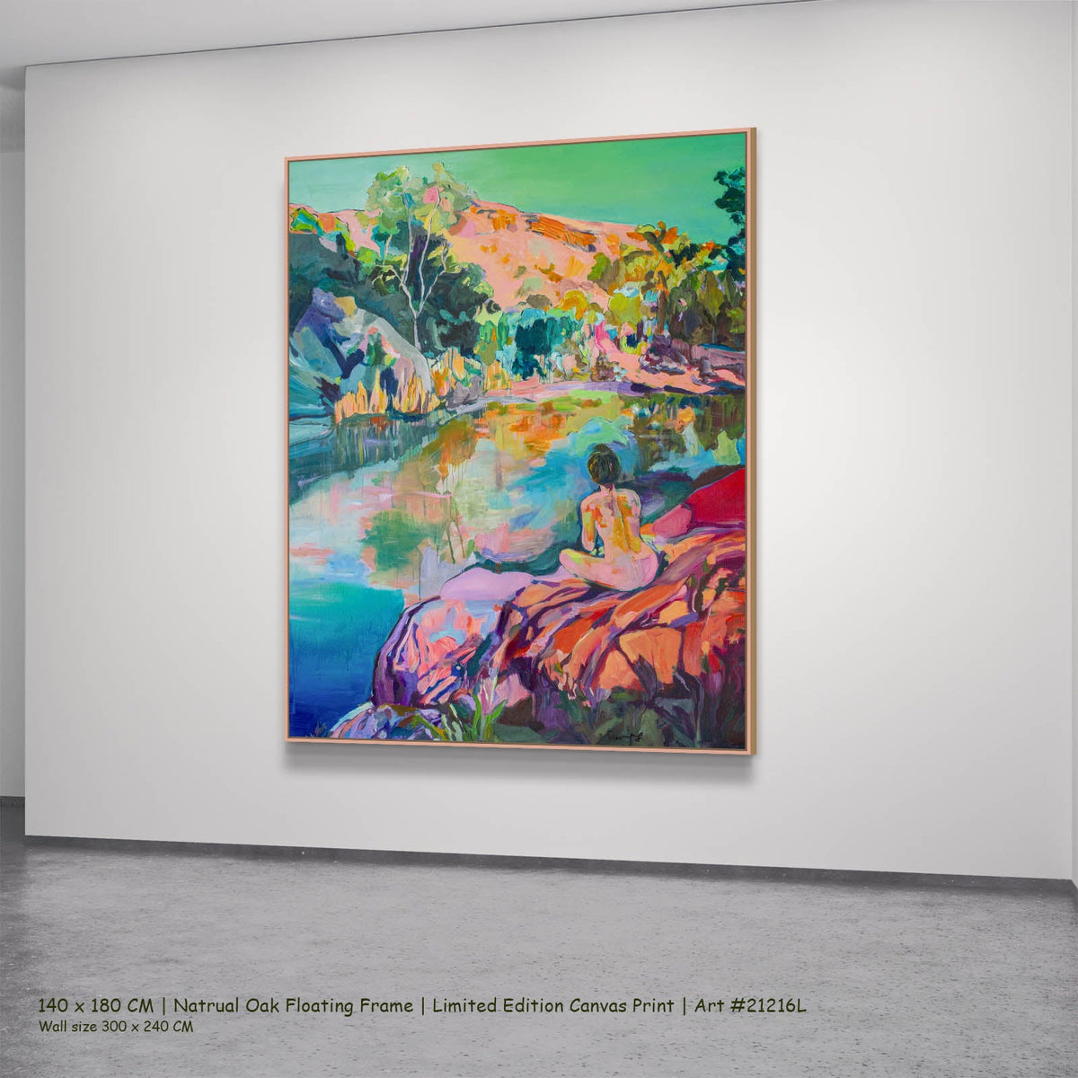 Summer Jiang — Undecorated Abstract canvas wall art in a natural oak floating frame, 140 × 180 cm