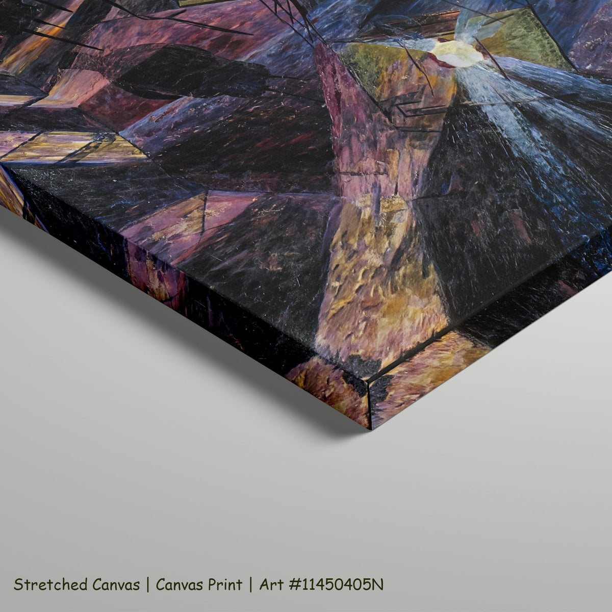 The Forces of a Street by Umberto Boccioni as a large stretched purple and black Futurist canvas print