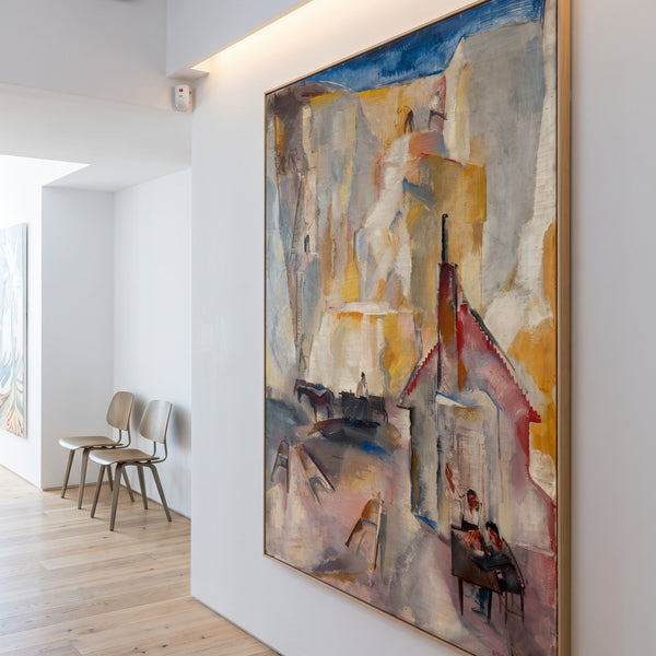 Vilmos Aba-Novák | Oversized Gold Pink Modernist Canvas Art | Quarry