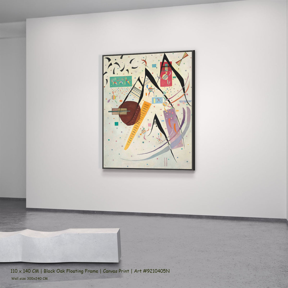 Composition with Little Figures by Wassily Kandinsky in a black oak floating frame, large brown and orange Abstract canvas