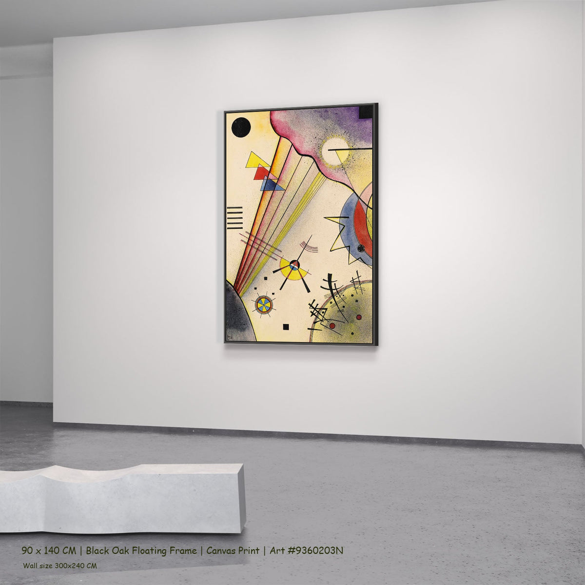 Deutliche Verbindung by Wassily Kandinsky in a black oak floating frame, large pink and purple Modern Abstract canvas