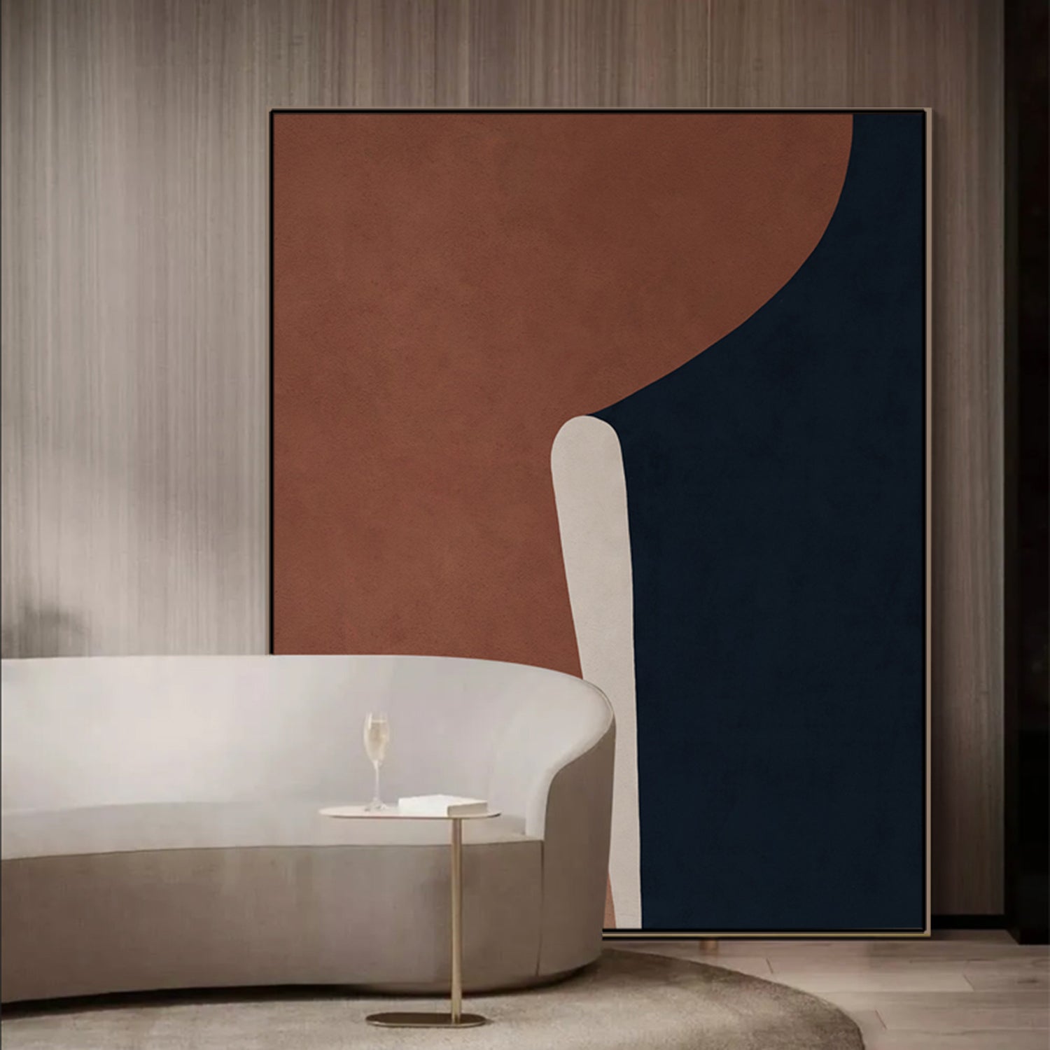 Geometric Brown & Beige Modern canvas wall art (view 3)