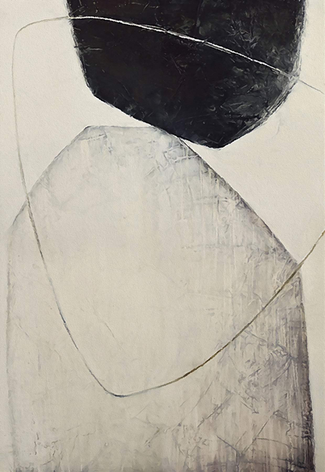 Stone Balance Black & White Abstract canvas wall art (view 3)