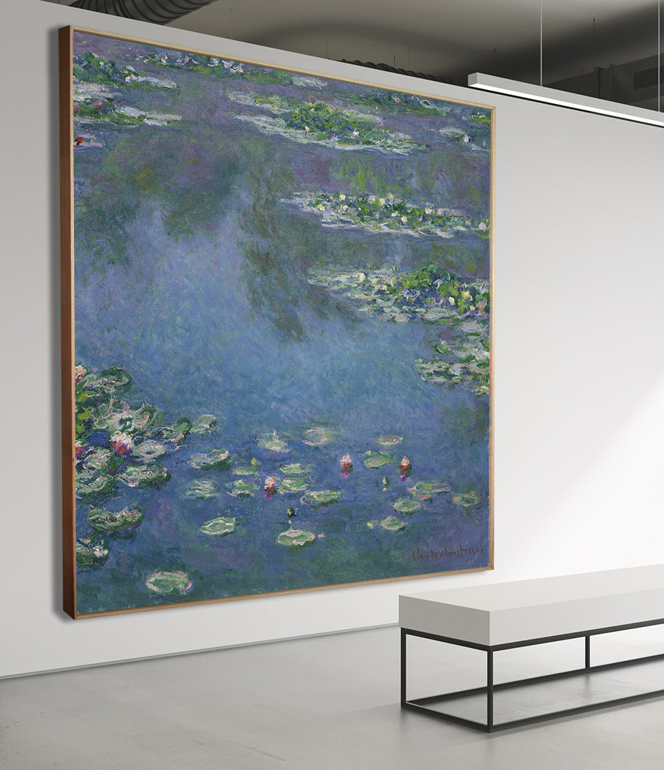 Water Lilies Large Blue Floral canvas wall art
