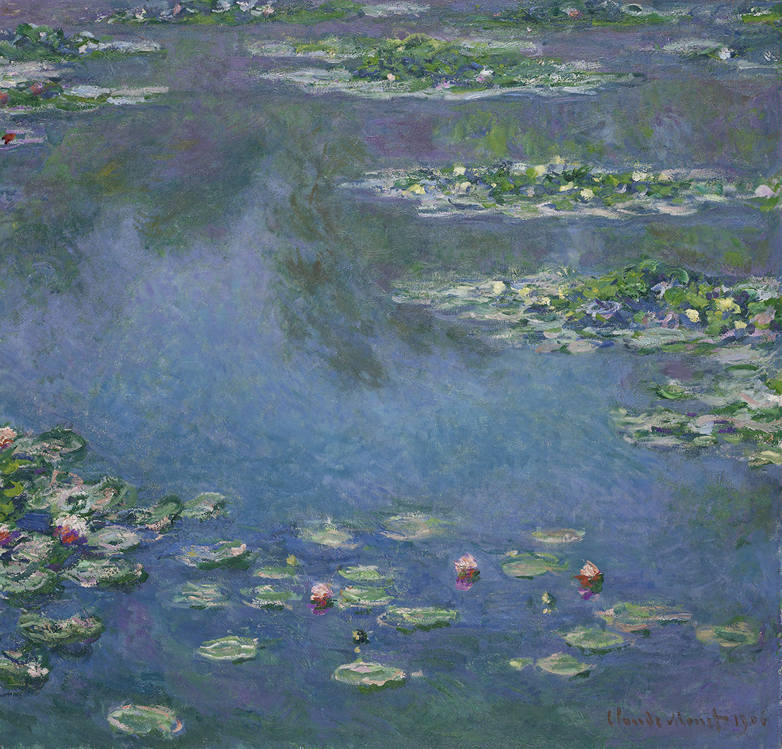 Water Lilies — Large Blue Floral canvas wall art by Claude Monet