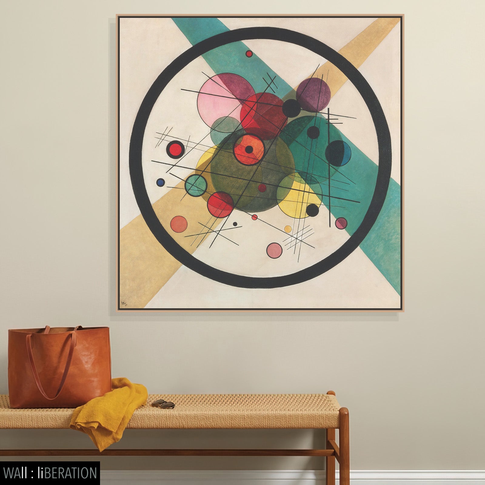Circles in a Circle canvas — close-up detail of the framed canvas print