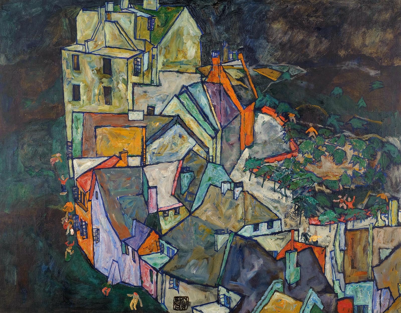 Crescent of Houses — Cityscape canvas wall art by Egon Schiele