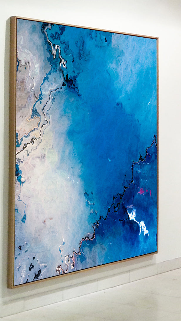 Boundlessness III Large Scale Modern Seascape canvas wall art framed and hung on a wall