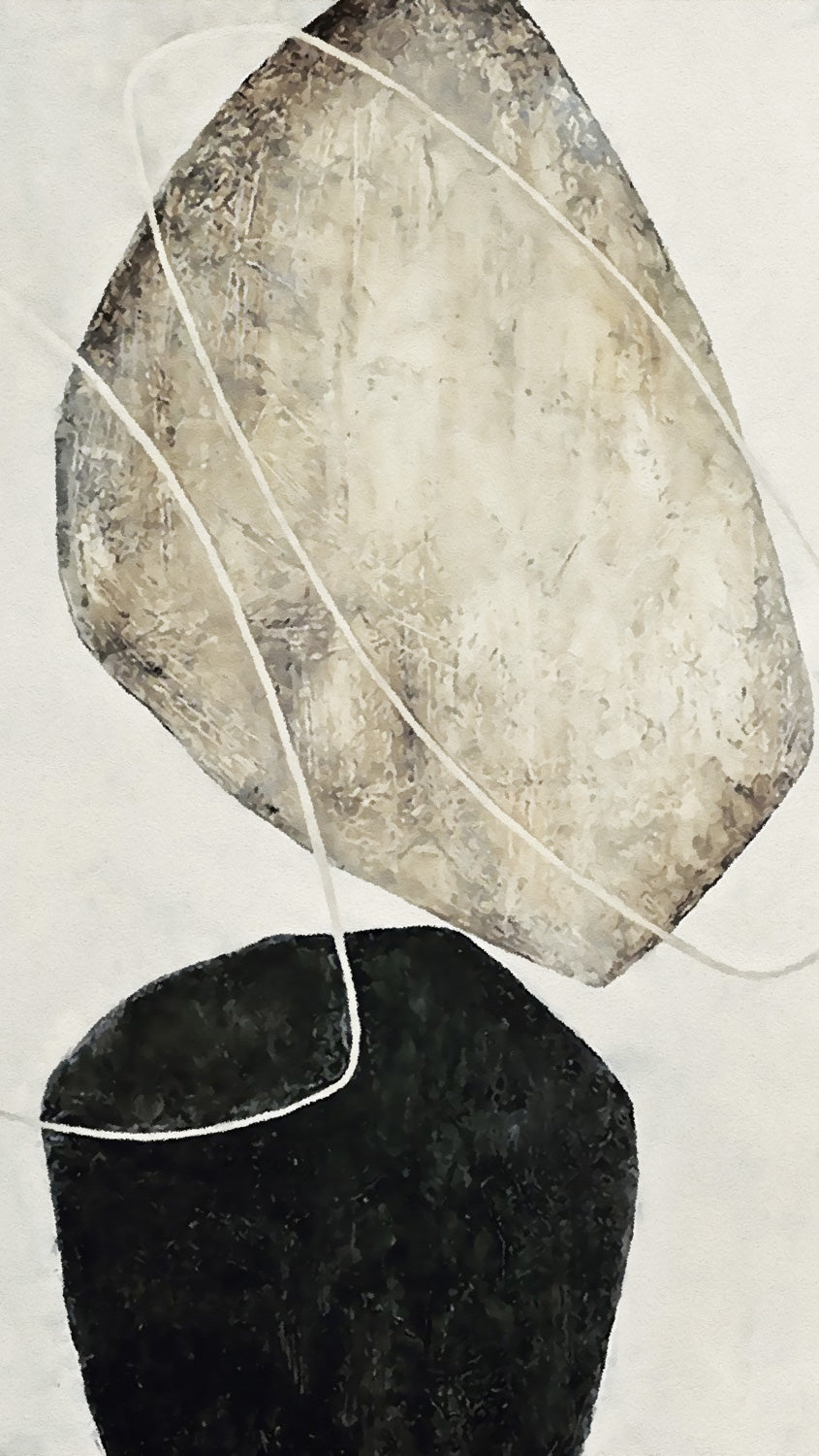 Stone Balance — Black & White Abstract canvas wall art