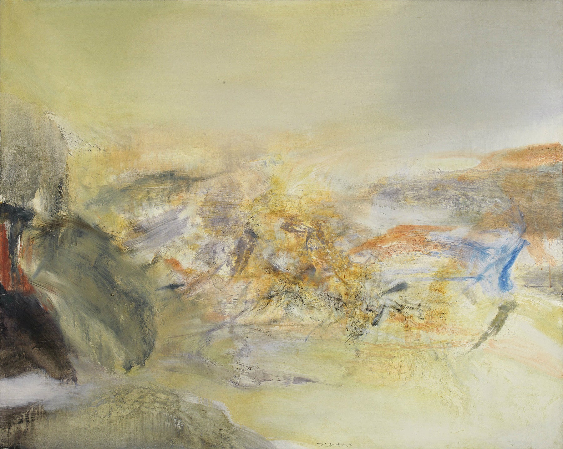 Misty Valley — Oversized Abstract Landscape canvas wall art