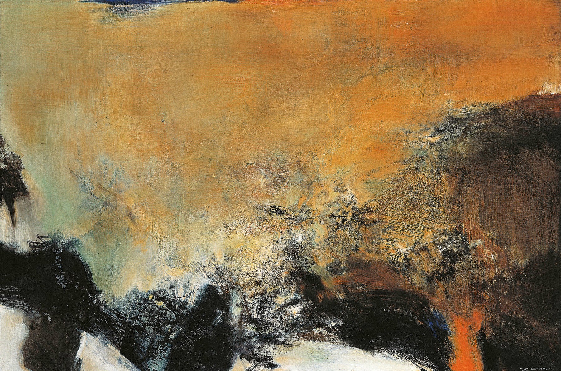 Burnt Horizon — Extra Large Contemporary Landscape canvas wall art