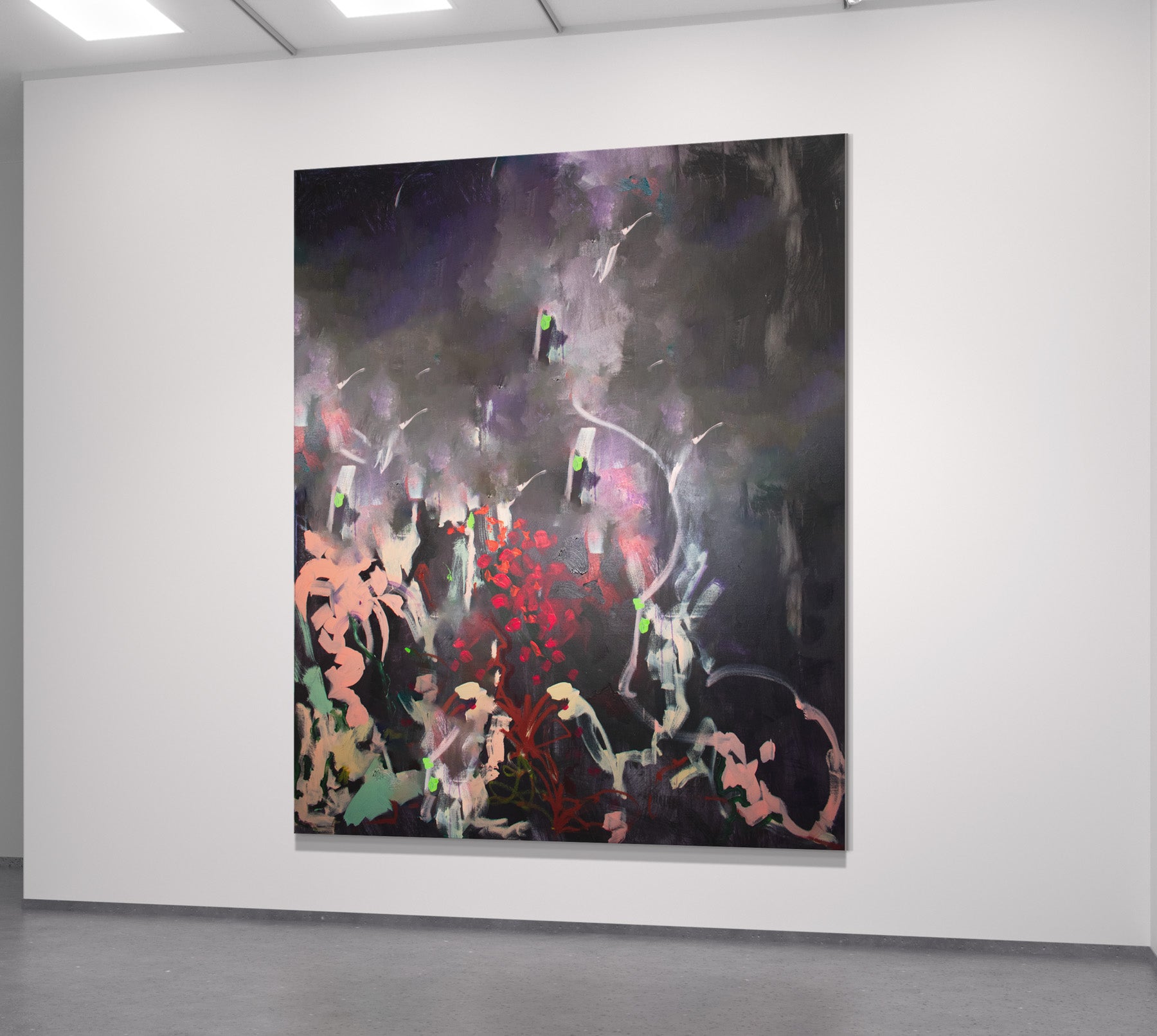 Myth Large Contemporary canvas wall art framed and hung on a wall