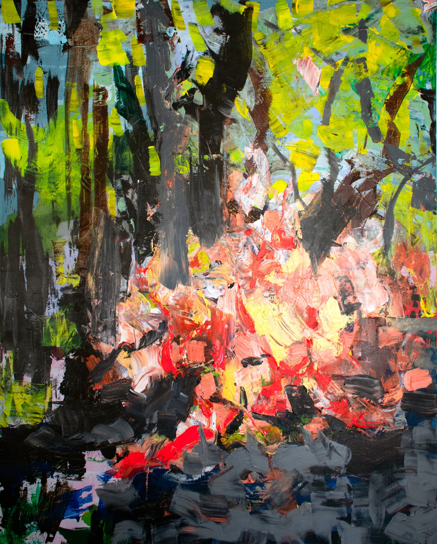 Camping with a Fire — Oversized Abstract canvas wall art