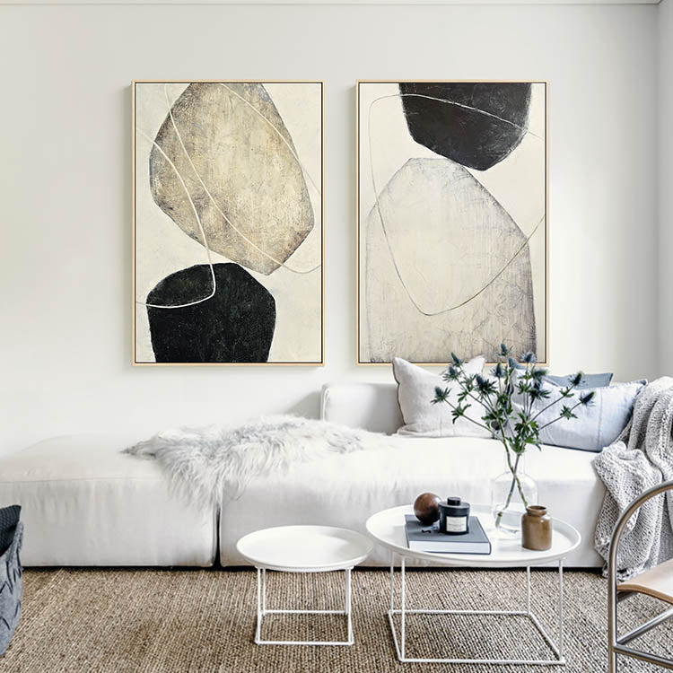 Stone Balance Black & White Abstract canvas wall art (view 4)