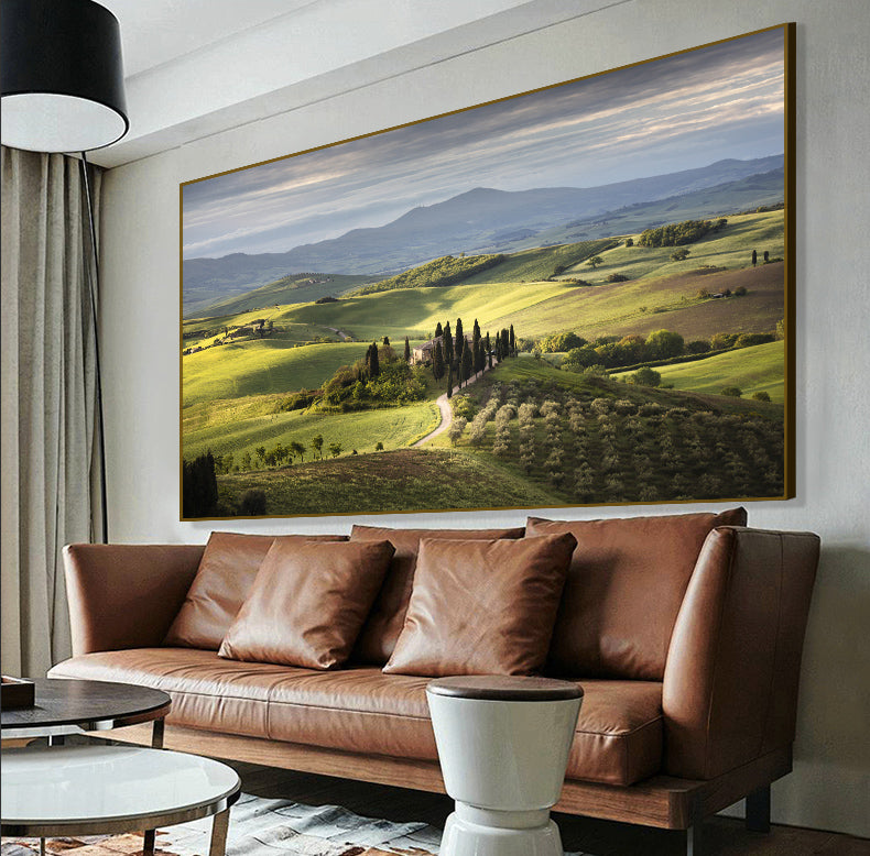 Mountain Vista Oversized Landscape Photography canvas wall art framed and hung on a wall